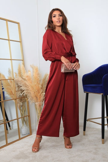 Lux Satin Wrap Jumpsuit Double Second